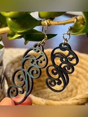 Blue Swirl Filigree Earrings